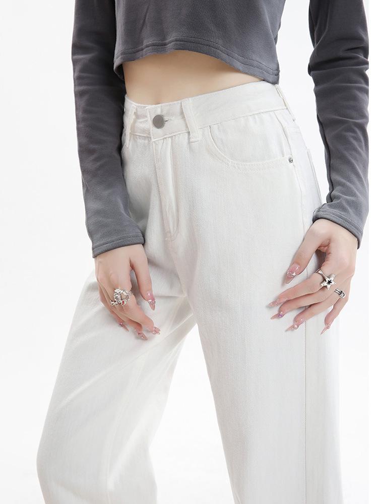 Isabelle Laurent | Minimalist White Wide Leg Jeans For Women