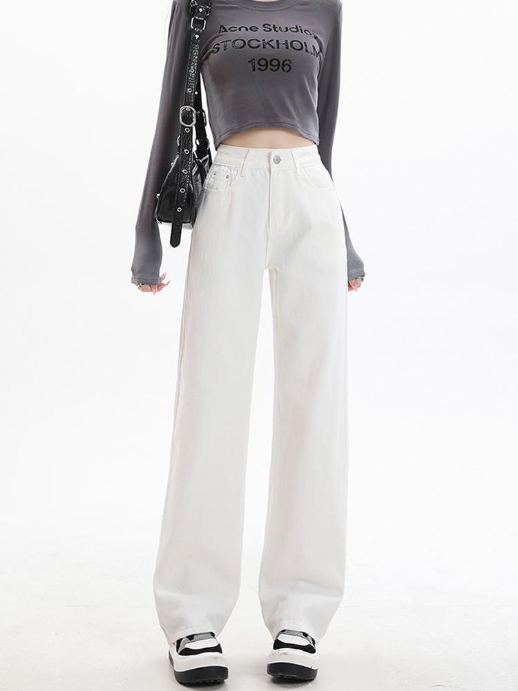 Isabelle Laurent | Minimalist White Wide Leg Jeans For Women