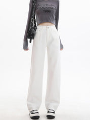 Isabelle Laurent | Minimalist White Wide Leg Jeans For Women