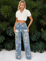 Isabella Fioré | Floral Wide Leg Jeans For Women