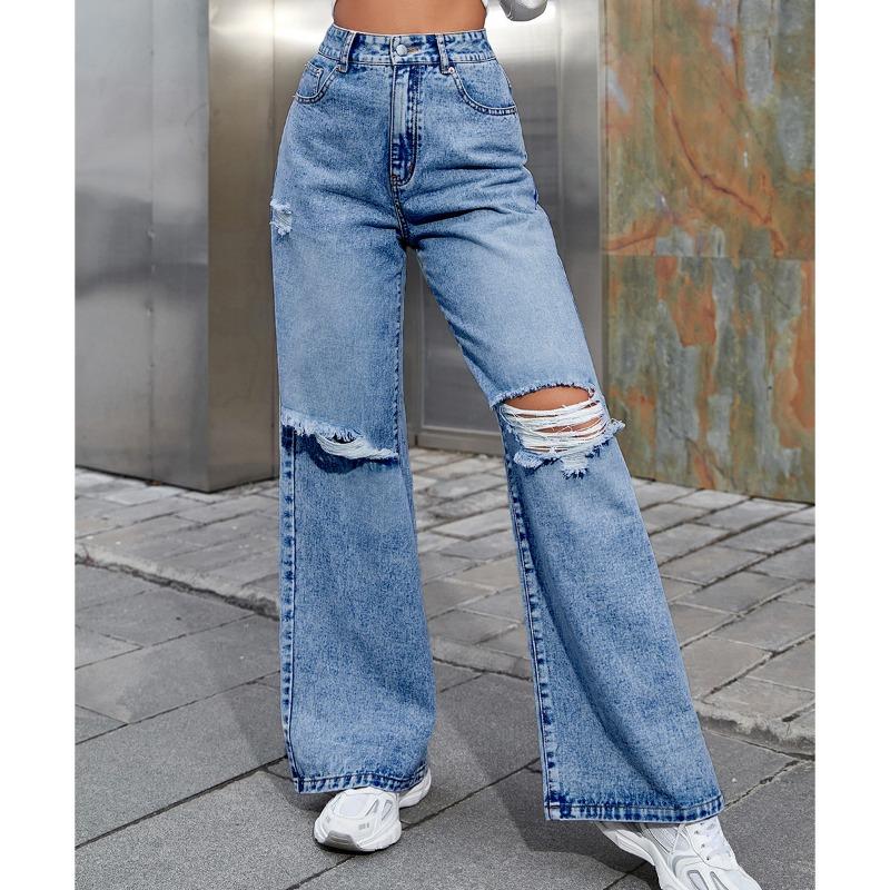 Alina Moretti | Wide Leg Ripped Jeans For Women