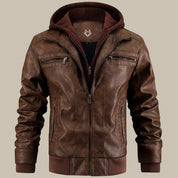 Luca Moretti | Premium Hooded Leather Jacket For Men