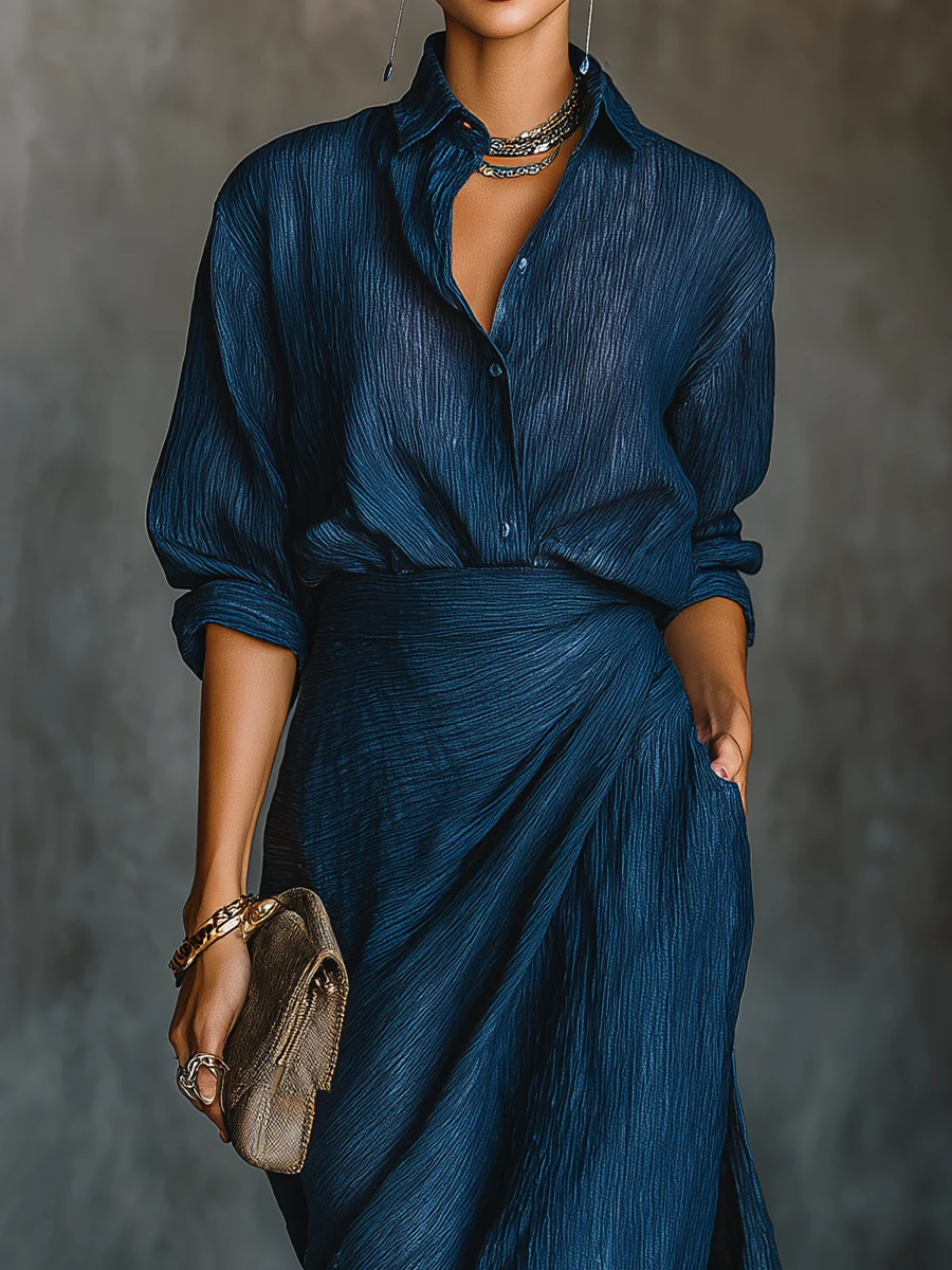 Rhiannon Sutcliffe | Linen Blend Shirt & Skirt Set For Women