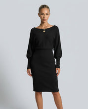 Charlotte Fielding | Balloon Sleeve Knit Midi Dress For Women