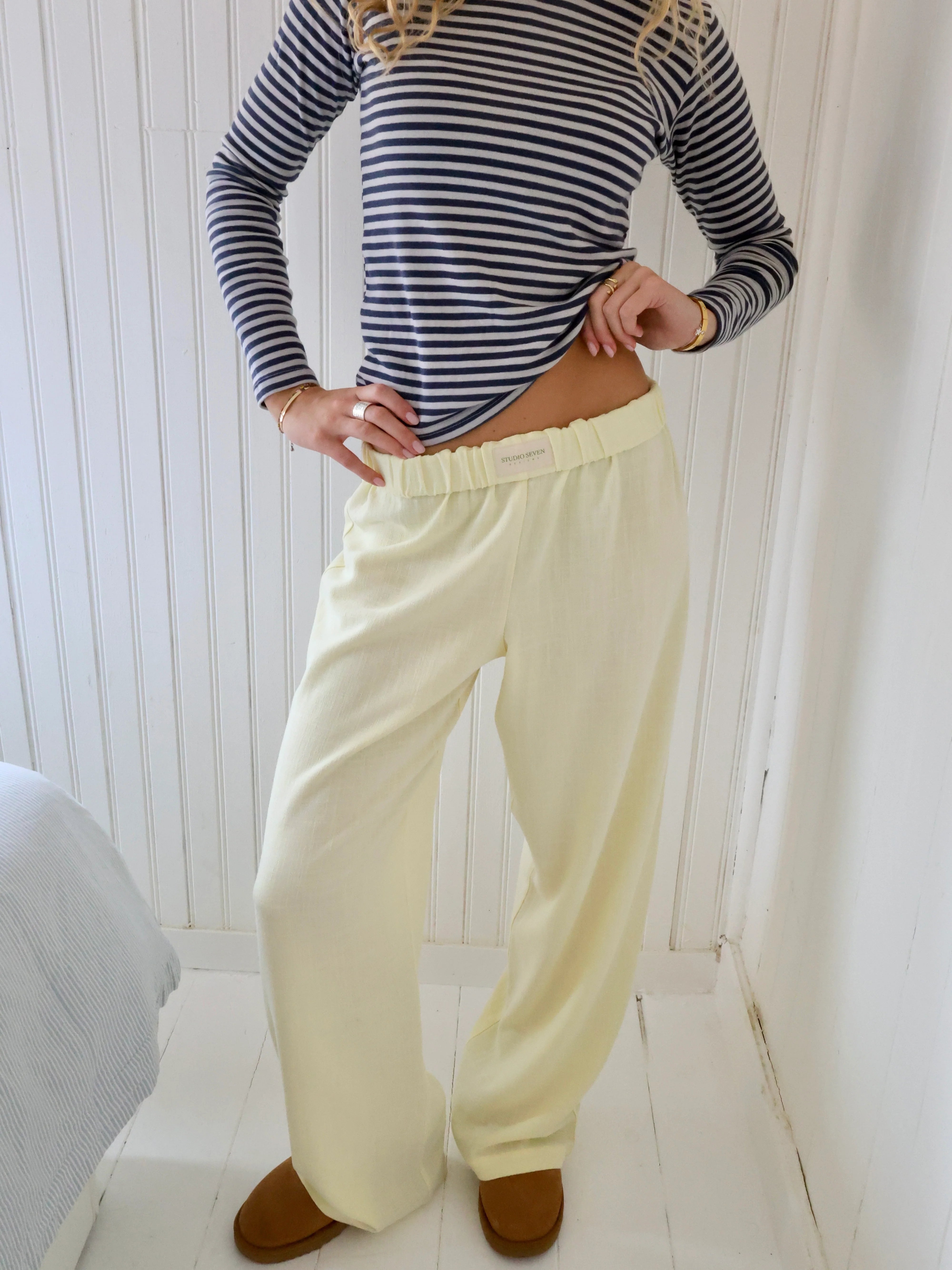 Etta Belford | Pink Elastic Waist Wide Leg Lounge Pants For Women