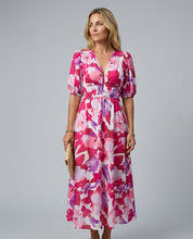 Phoebe Harrison | V-Neck Puff Sleeve Pleated Midi Dress For Women