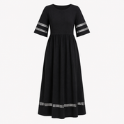 Zoe Pemberton | Black Mesh Stripe Midi Dress For Women