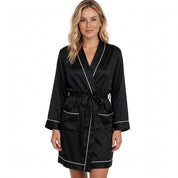 Franca Bramcroft | Satin Wrap Robe with Piped Trim For Women