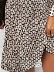 Ginevra Estmore | Brown Geometric Print Shift Dress For Women