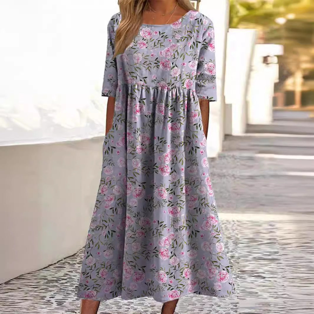 Tina Colebridge | Floral Print Half Sleeve Midi Dress For Women