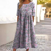 Tina Colebridge | Floral Print Half Sleeve Midi Dress For Women