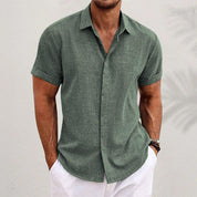 Cesare Crandale | Short Sleeve Linen-Look Summer Shirt For Men