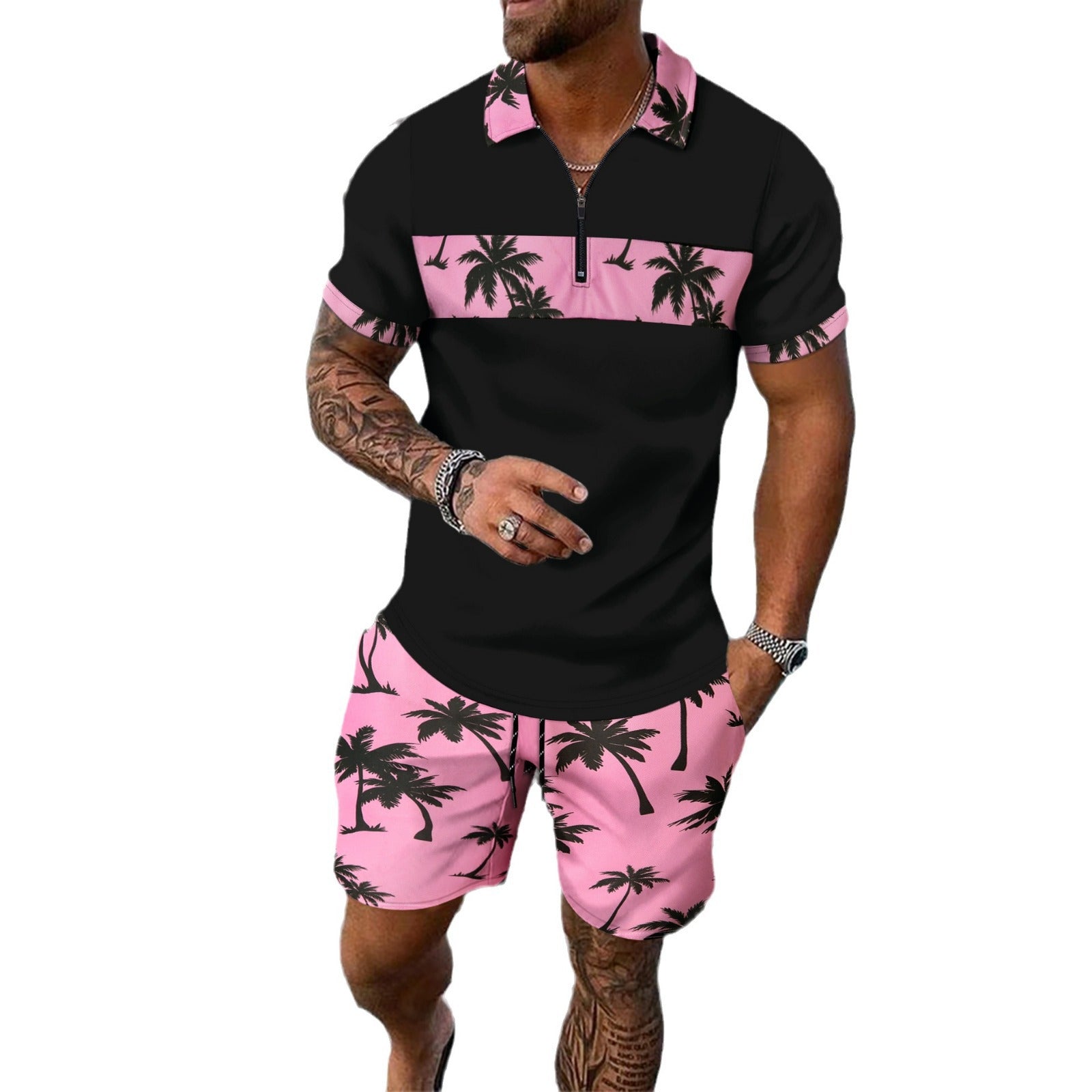 Kai Fairweather | Tropical Print Polo & Shorts Set For Men
