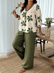 Georgia Fairbanks | Floral Print Wide-Leg Two-Piece Set For Women
