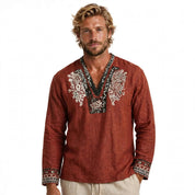 Darcy Whitlam | Rust Embroidered Resort Shirt For Men