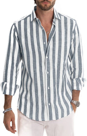 Remo Fenbridge | Striped Stretch Long Sleeve Shirt For Men