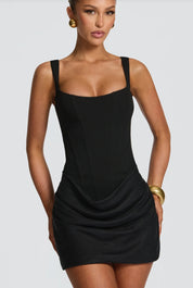 Carlotta Drayhurst | White Draped Skirt Bodycon Mini Dress For Women
