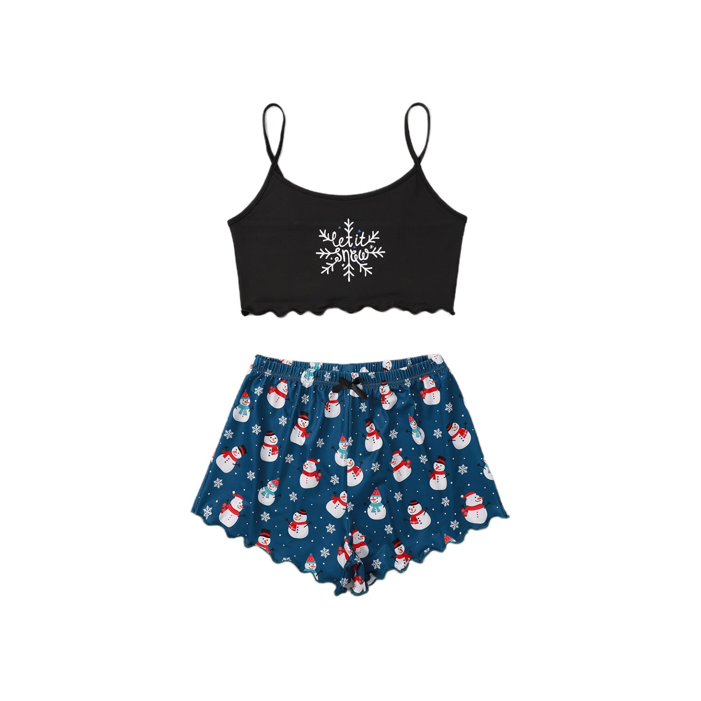 Snow Angel | Black Santa Baby Print Christmas Pyjamas For Women