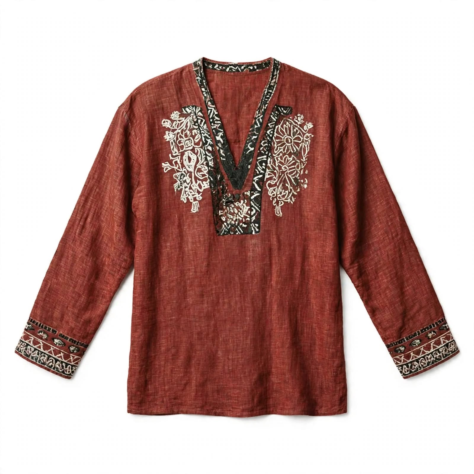 Darcy Whitlam | Rust Embroidered Resort Shirt For Men
