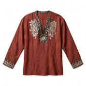 Darcy Whitlam | Rust Embroidered Resort Shirt For Men