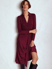 Fion Fairford | Army Green Belted Wrap Midi Dress For Women
