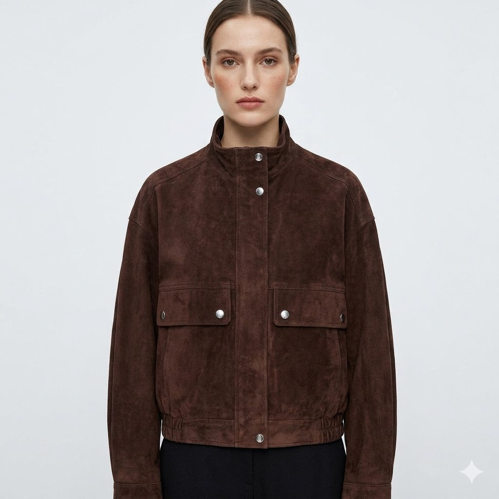 Alessia Romano | Suede Bomber Jacket For Women