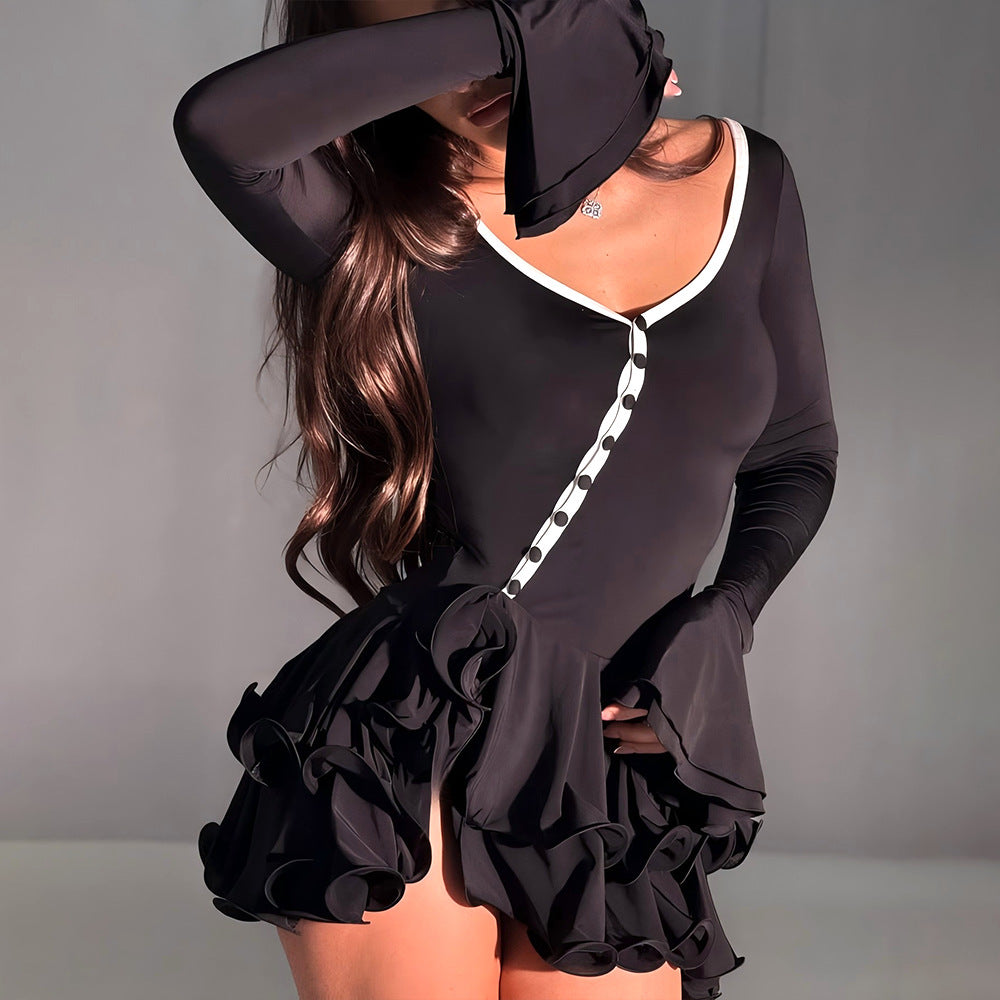 Lucy Hughes | Ruffle V-Neck Mini Dress For Women