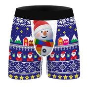 North Star | Red Snowman Print Christmas Boxer Shorts For Men