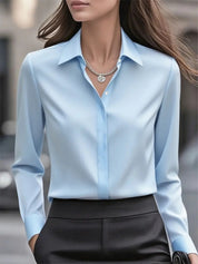 Monica Barstone | Satin Long Sleeve Blouse For Women
