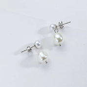 Sterling Silver Double Pearl Earrings