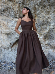 Mia Williams | Cotton V-Neck Midi Dress For Women