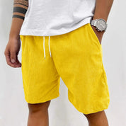 Dario Ballina | Grey Corduroy Drawstring Shorts For Men