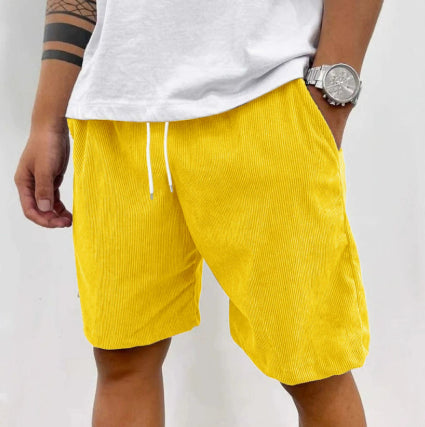 Dario Ballina | Grey Corduroy Drawstring Shorts For Men