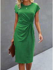 Allegra Marcroft | Black Ruched Cap Sleeve Midi Dress For Women