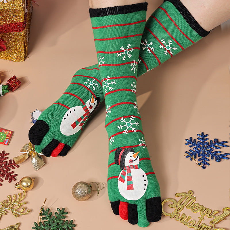 Jingle Bell | Red Santa Print Christmas Socks For Women