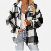 Sophie Laurent | Plush Checkered Sherpa Jacket For Women