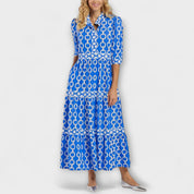 Beatrix Sterling | Chain Print Tiered Midi Dress For Women