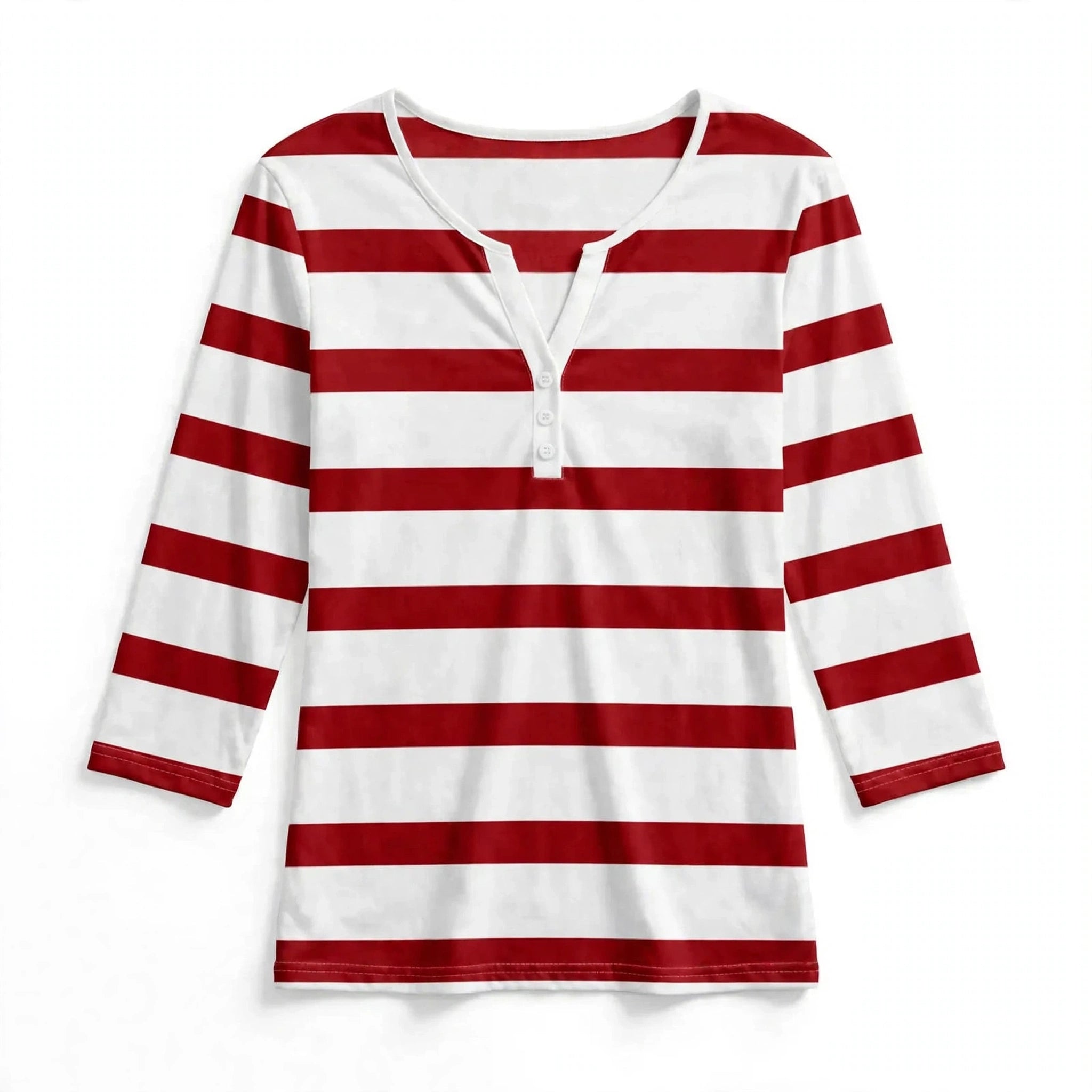 Ruby Sanders | Striped V-Neck Top With ¾ Sleeves For Women
