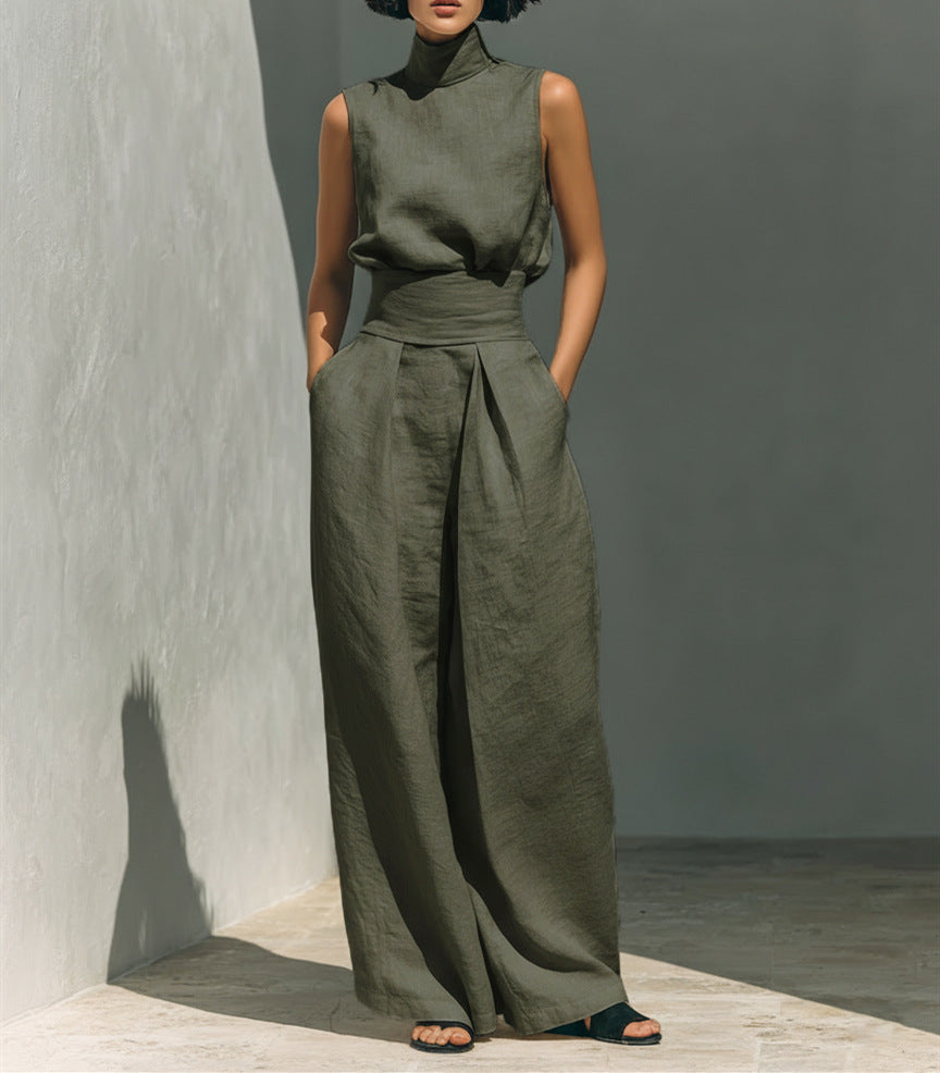Valentina Creswell | Linen-Look Wide Leg Two-Piece Set For Women