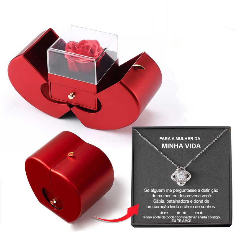 Matilda Cross | Preserved Rose Jewellery Box With Necklace For Women