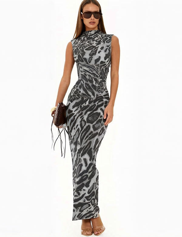 Tara Hughes | Leopard Print Bodycon Maxi Dress For Women