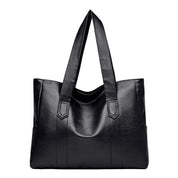 Fits The Lot | Black Large Leather-Look Tote Bag For Women