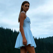 Millicent Goldwick | Sky Blue Tie Strap Summer Dress For Women