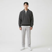 Marco De Santis | Chunky Knit Half-Zip Sweater with Modern Texture For Men