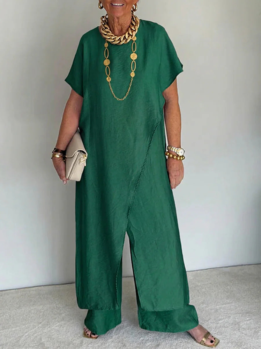 Susanna Corwell | Asymmetric Tunic & Wide-Leg Trousers Set For Women