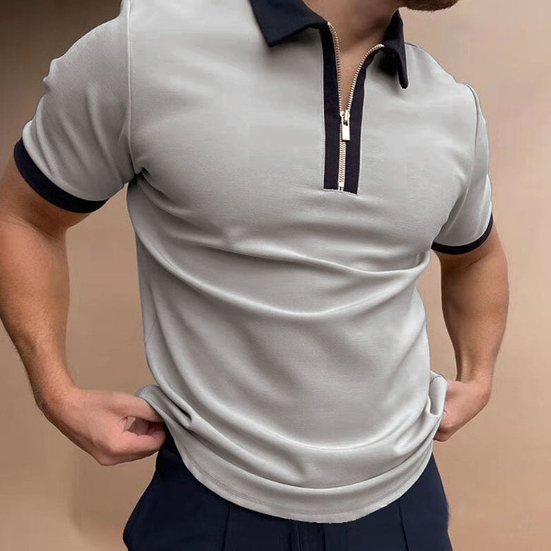 Ronan Ashfield | Checkerboard Print Zip Polo Shirt For Men