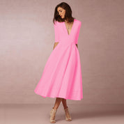 Jessamy Penshaw | Ivory V Neck Swing Midi Dress For Women