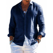 Bruno Harthurst | Grey Relaxed Linen-Look Shirt For Men