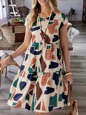 Marnie Costello | Tiered Geometric Print Midi Dress For Women