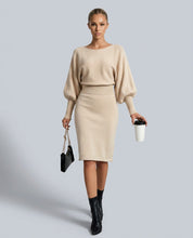 Charlotte Fielding | Balloon Sleeve Knit Midi Dress For Women